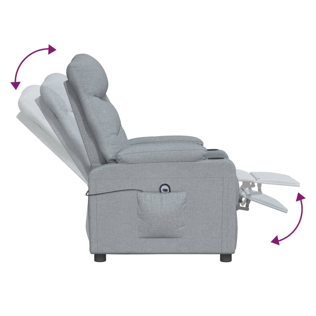 Fauteuil elektrisch verstelbaar stof lichtgrijs