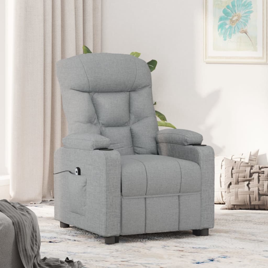 Fauteuil elektrisch verstelbaar stof lichtgrijs