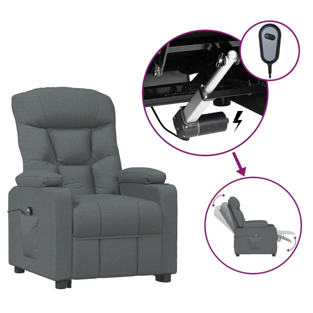 Fauteuil elektrisch verstelbaar stof donkergrijs