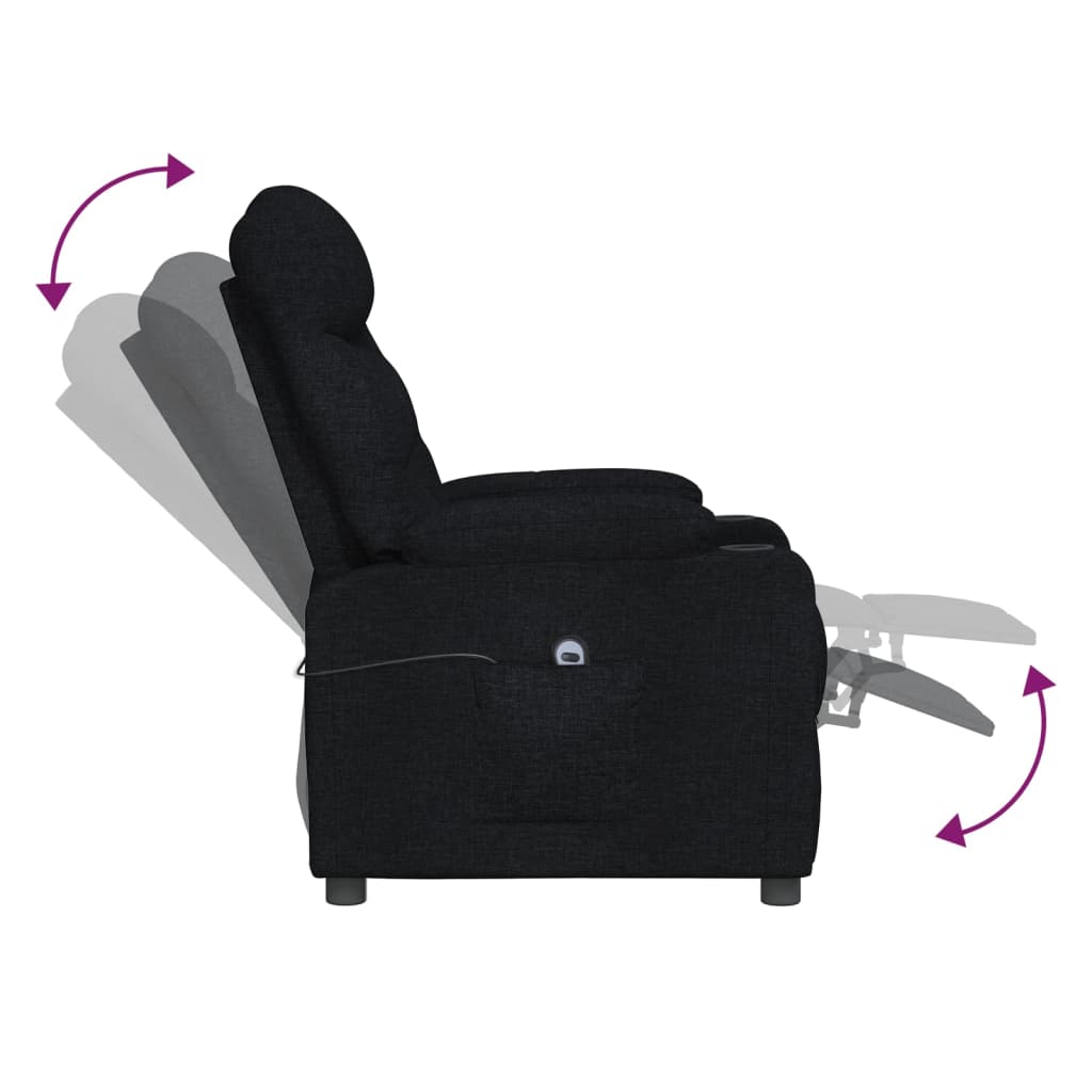 Fauteuil verstelbaar elektrisch stof zwart