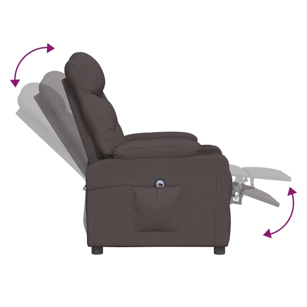 Fauteuil verstelbaar elektrisch stof donkerbruin