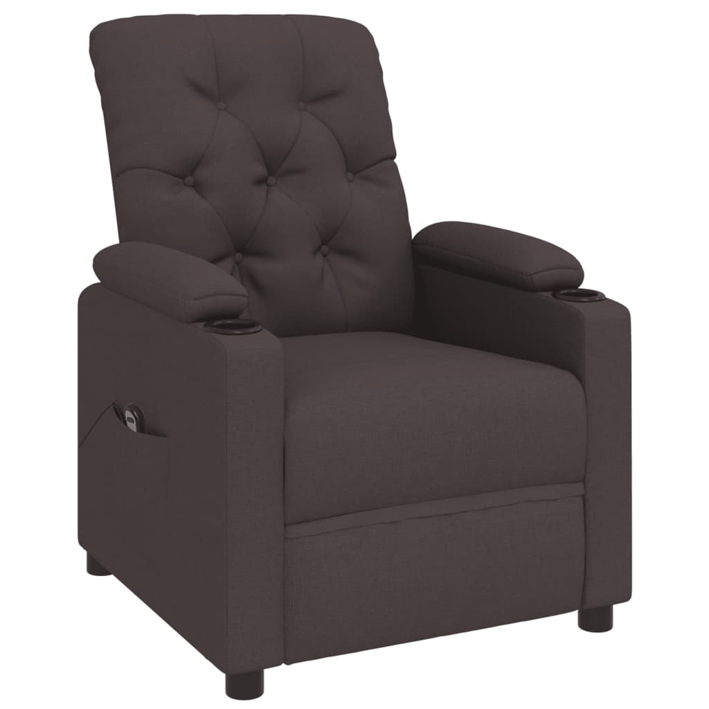 Fauteuil verstelbaar elektrisch stof donkerbruin