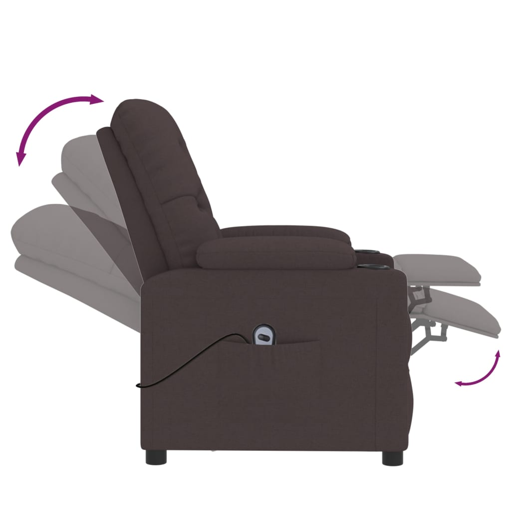 Fauteuil verstelbaar elektrisch stof donkerbruin