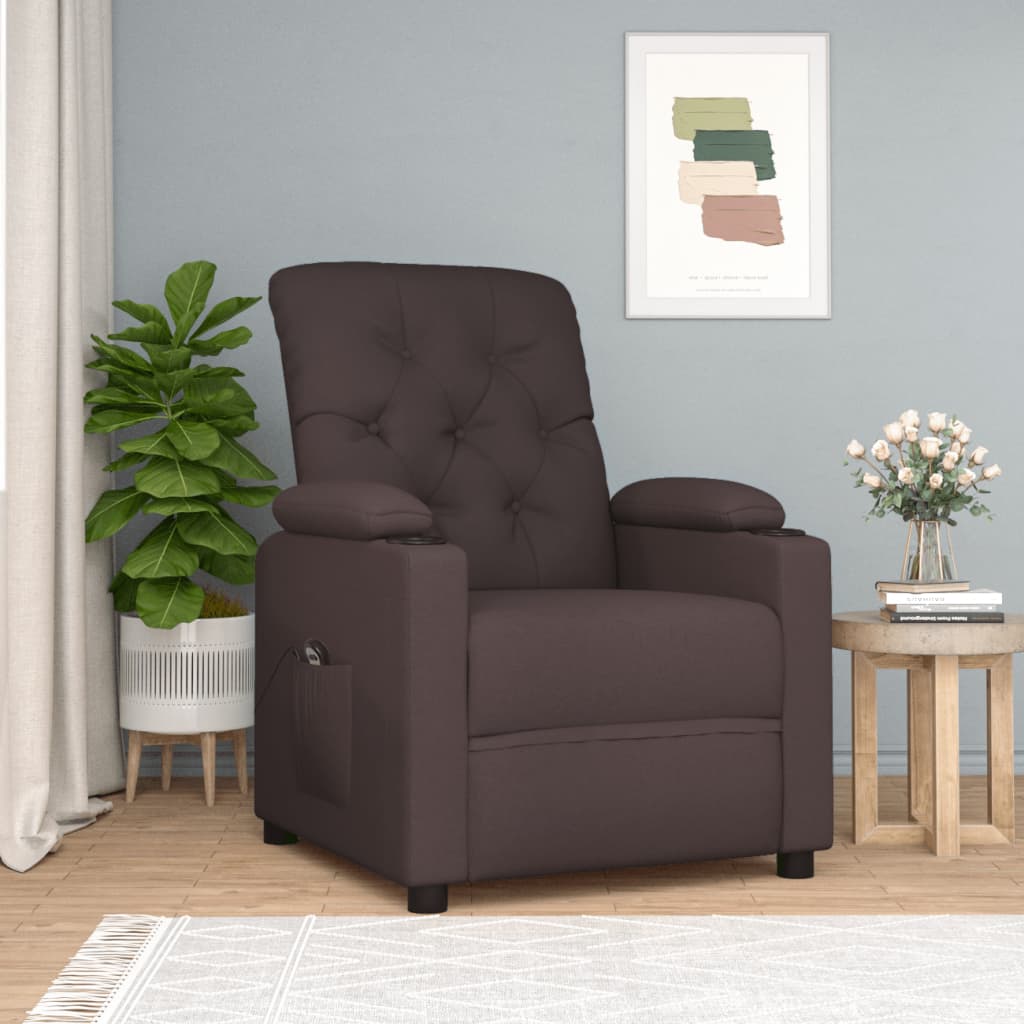 Fauteuil verstelbaar elektrisch stof donkerbruin