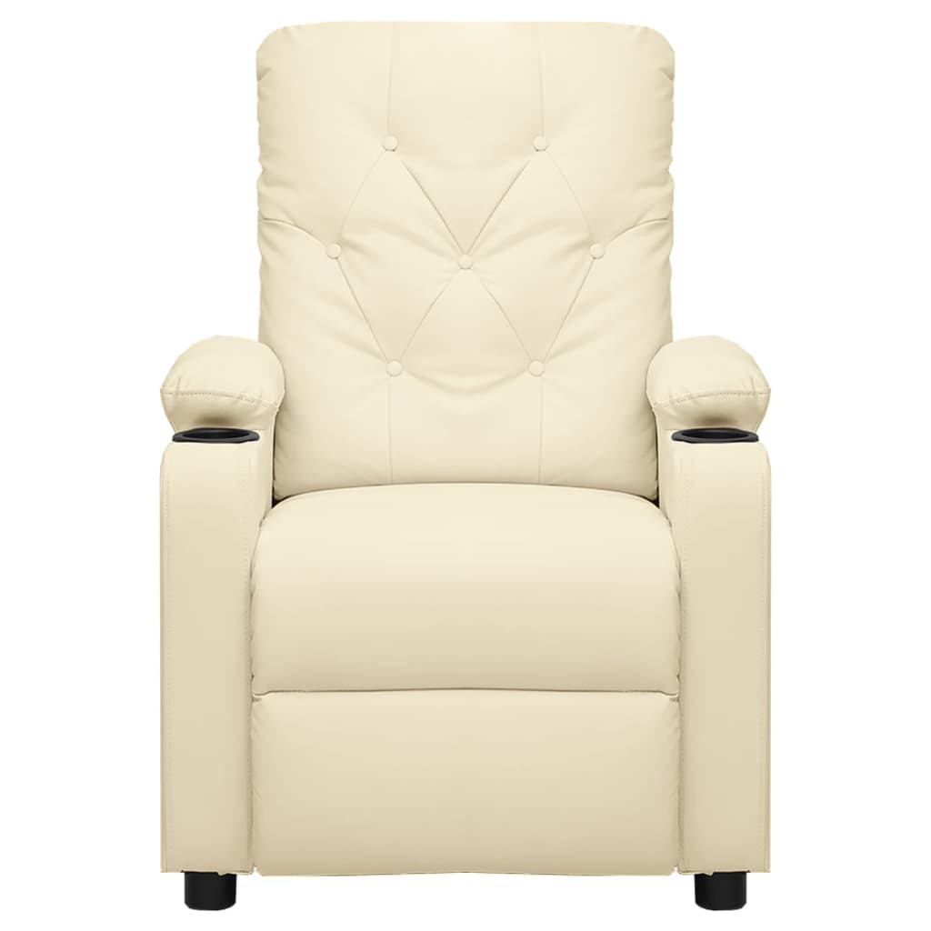 Fauteuil elektrisch verstelbaar kunstleer crèmekleurig