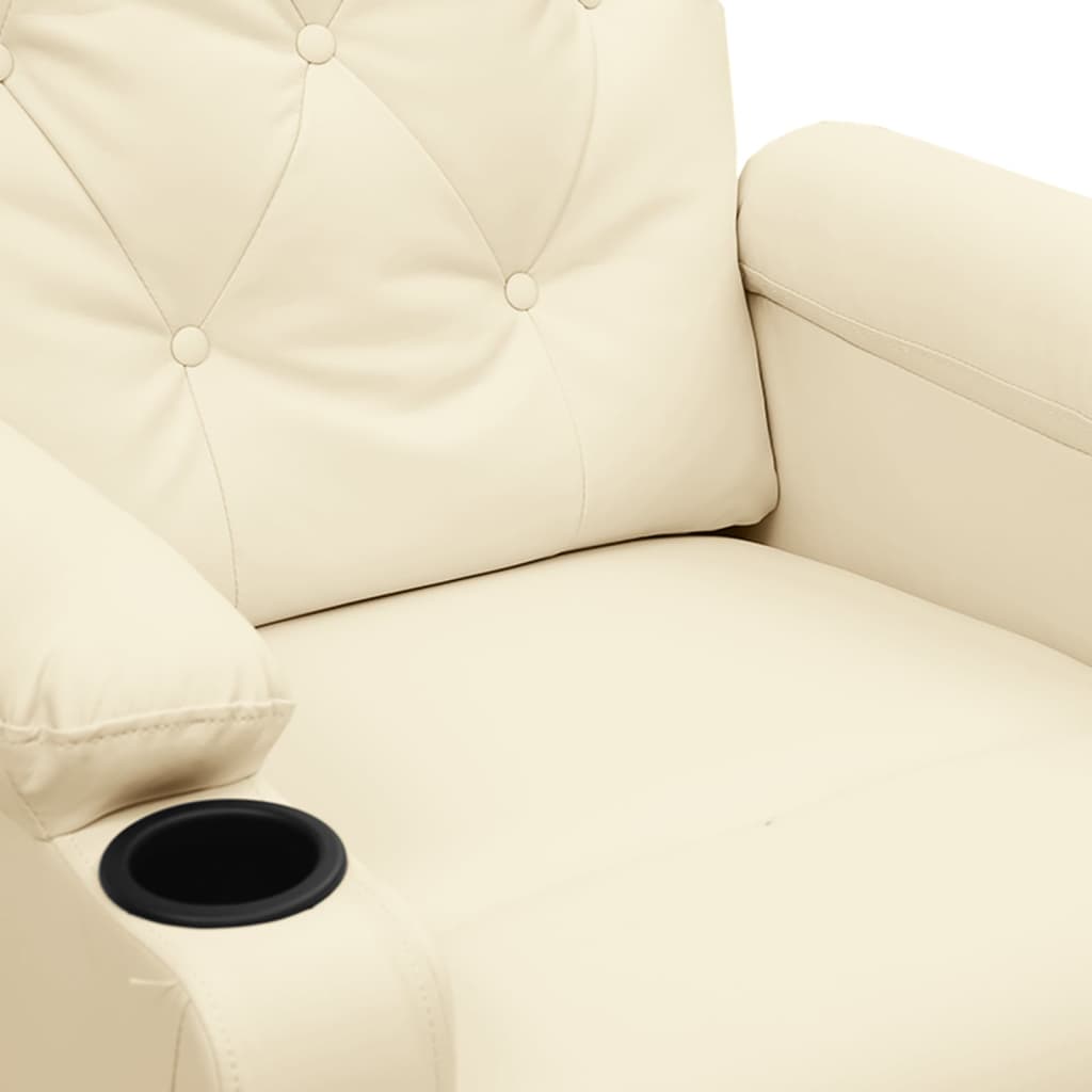 Fauteuil elektrisch verstelbaar kunstleer crèmekleurig