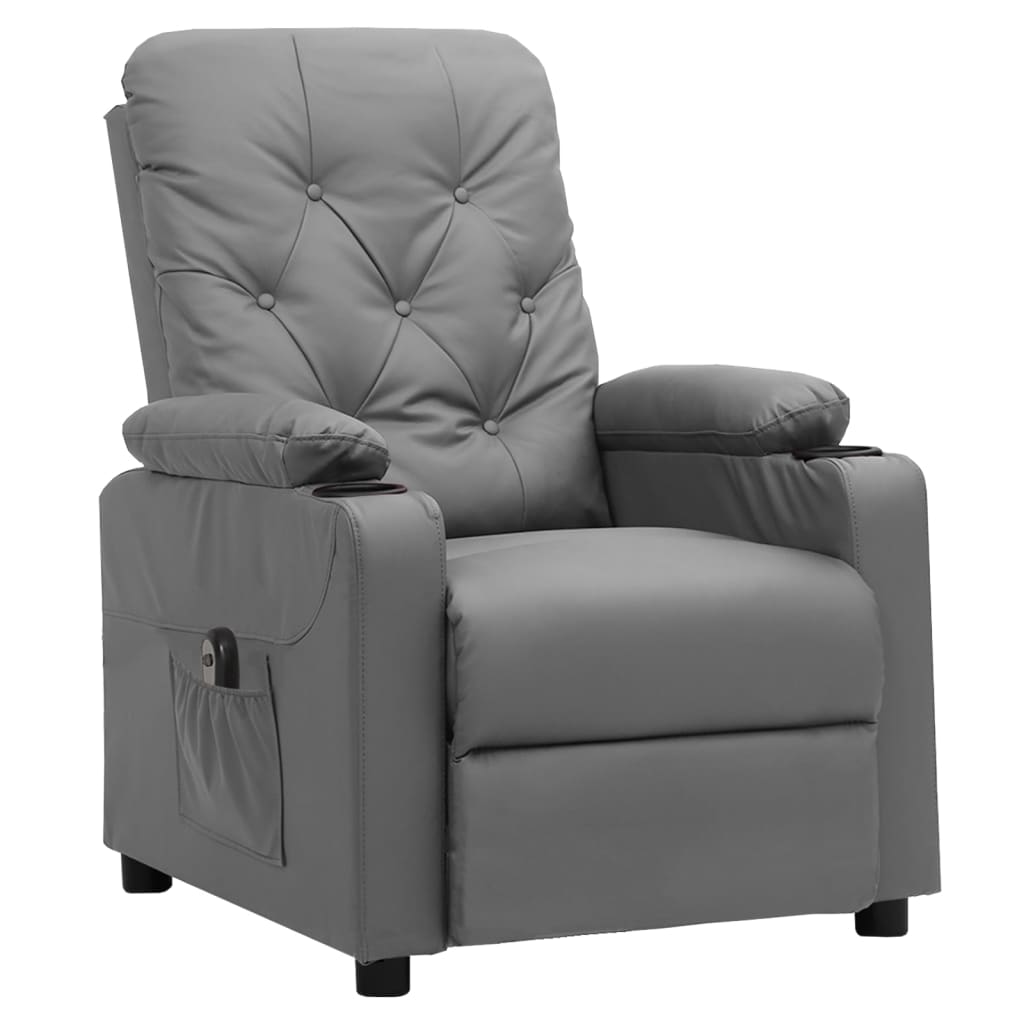 Fauteuil verstelbaar elektrisch kunstleer grijs