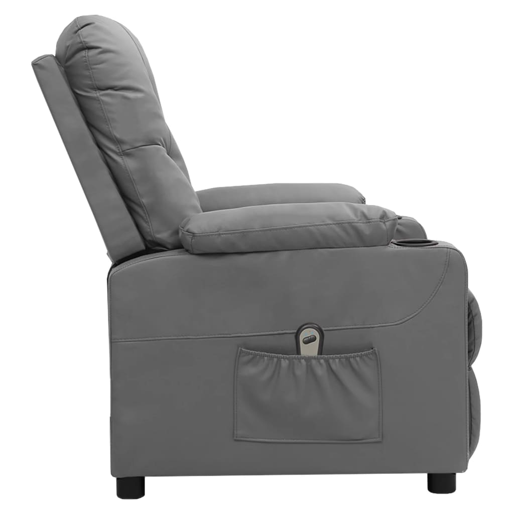 Fauteuil verstelbaar elektrisch kunstleer grijs