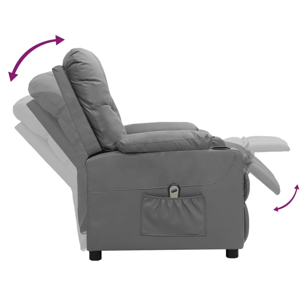 Fauteuil verstelbaar elektrisch kunstleer grijs
