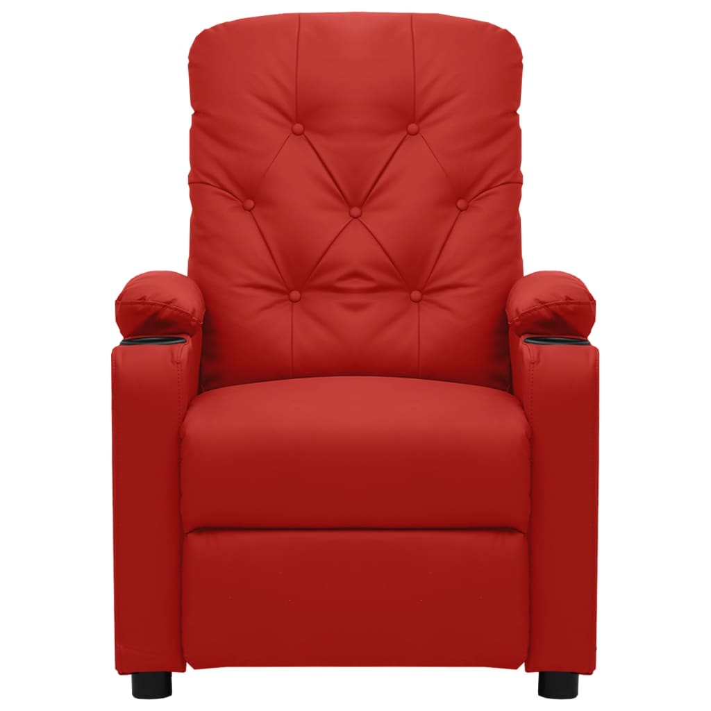 Fauteuil verstelbaar elektrisch kunstleer wijnrood
