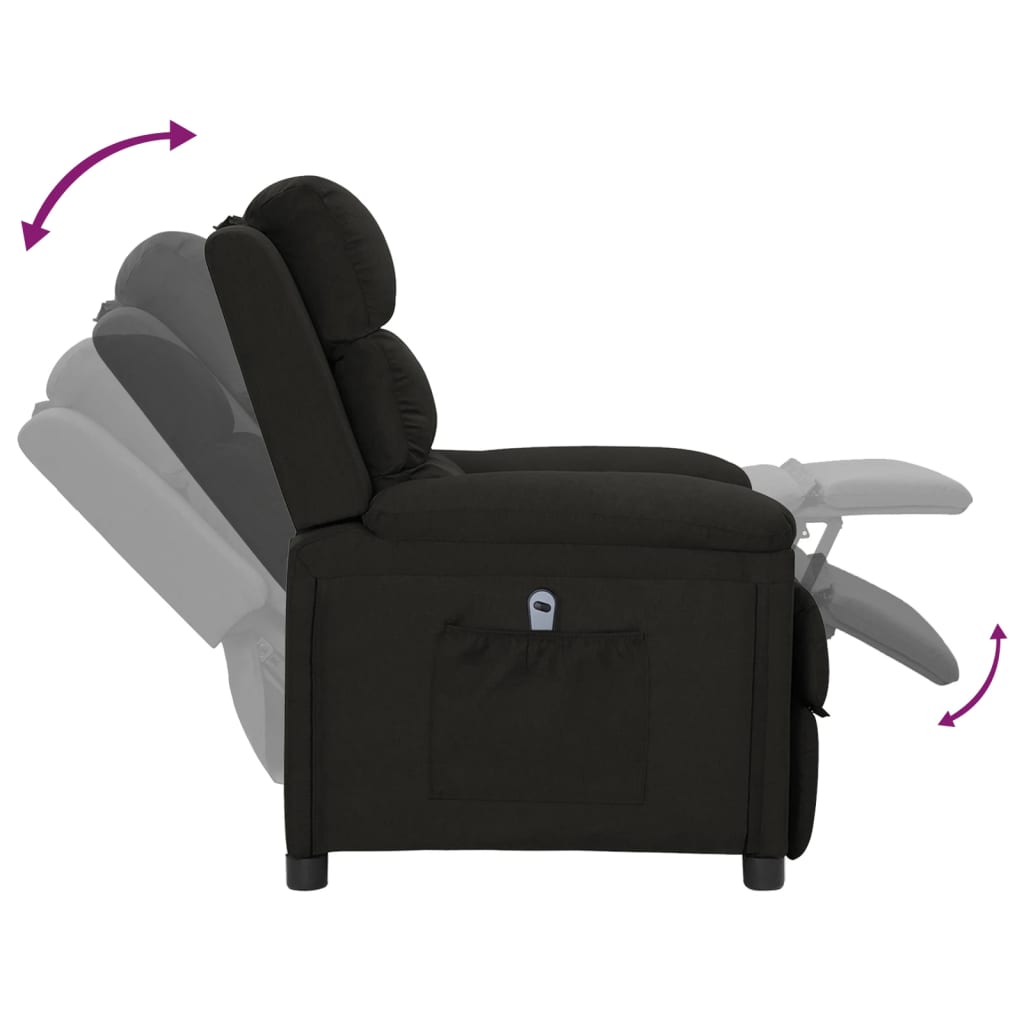 Fauteuil verstelbaar elektrisch stof zwart