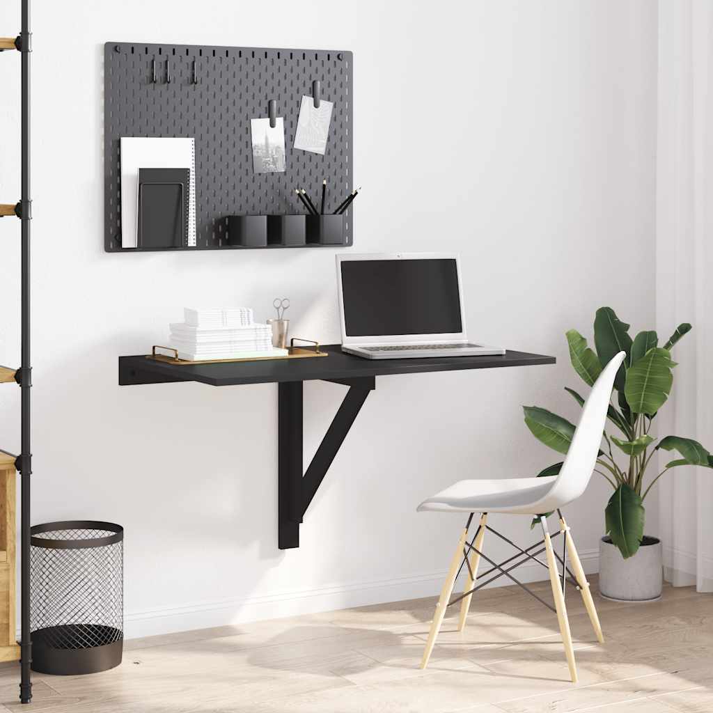 Wandtafel inklapbaar 100x60x56 cm bewerkt hout zwart