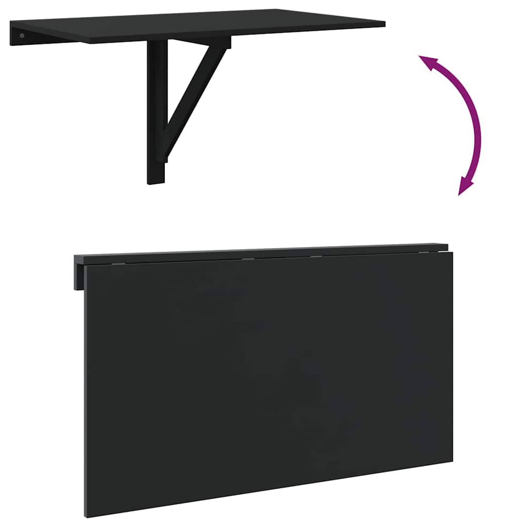 Wandtafel inklapbaar 100x60x56 cm bewerkt hout zwart