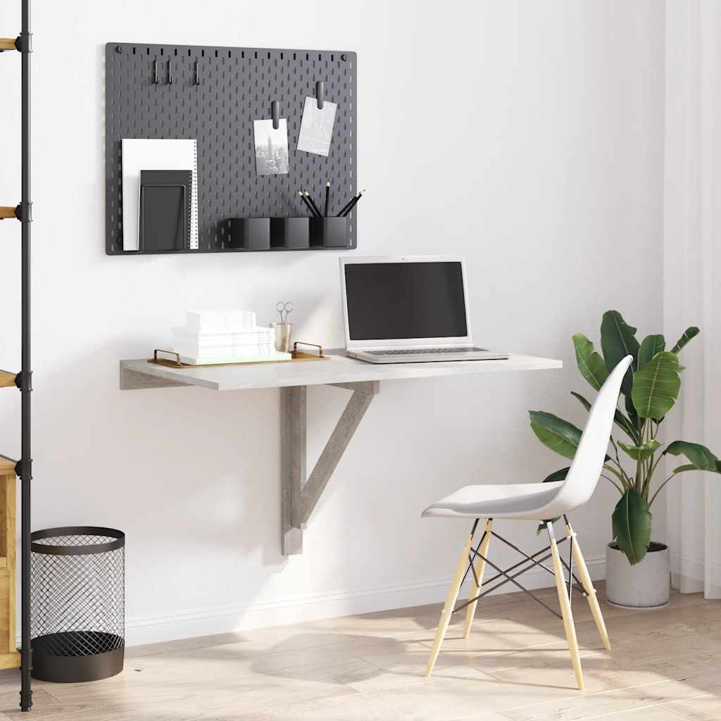 Wandtafel inklapbaar 100x60x56 cm bewerkt hout betongrijs