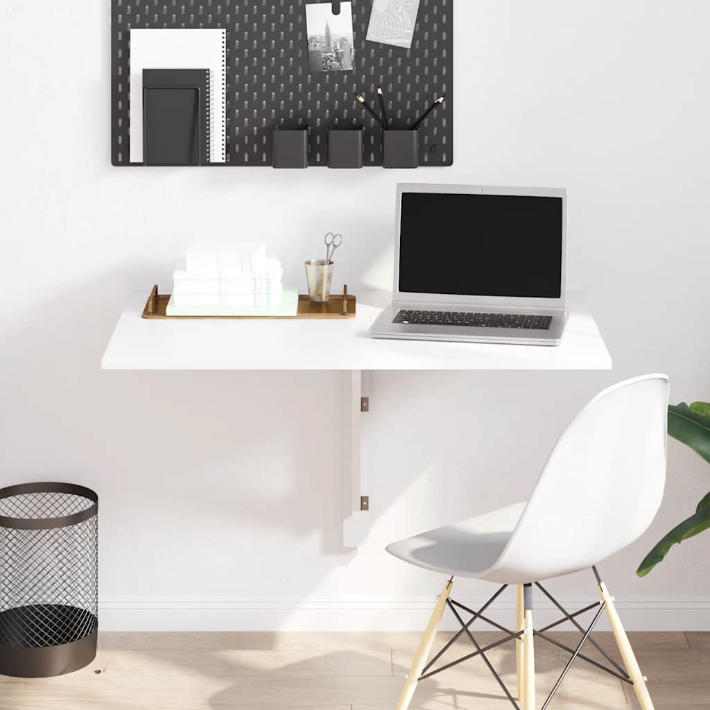 Wandtafel inklapbaar 100x60x56 cm bewerkt hout hoogglans wit