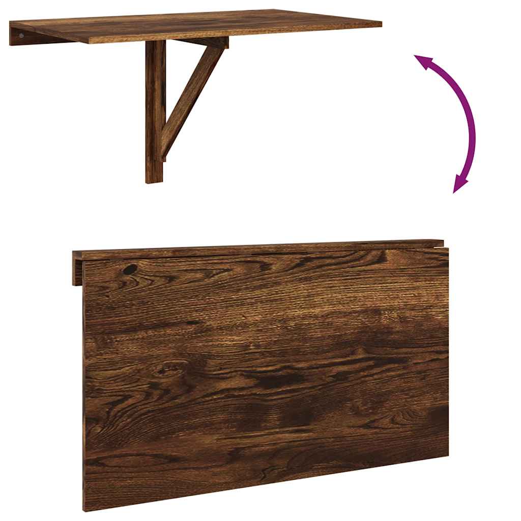 Wandtafel inklapbaar 100x60x56 cm bewerkt hout gerookt eiken