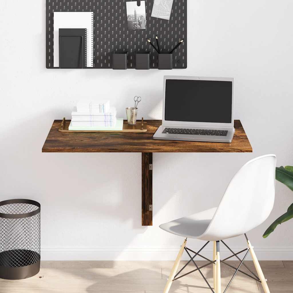 Wandtafel inklapbaar 100x60x56 cm bewerkt hout gerookt eiken