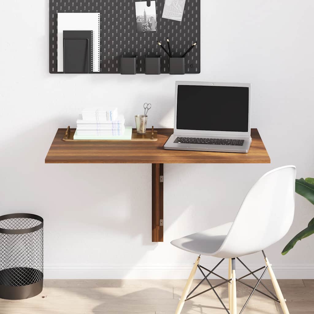 Wandtafel inklapbaar 100x60x56 cm bewerkt hout bruineiken