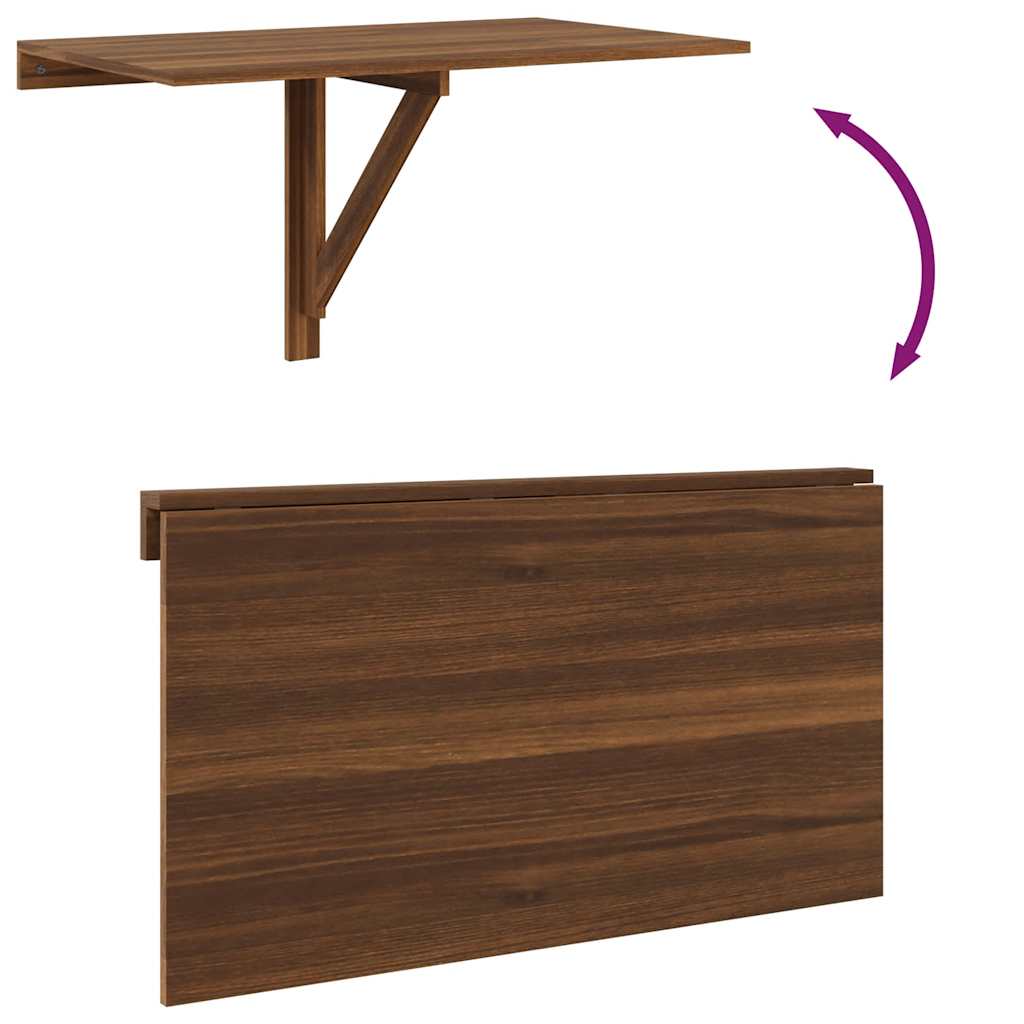 Wandtafel inklapbaar 100x60x56 cm bewerkt hout bruineiken
