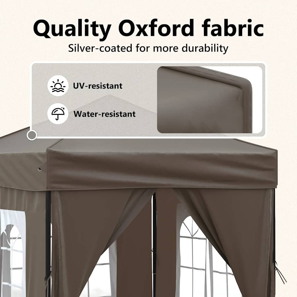 Partytent inklapbaar met zijwanden 2x2 m taupe