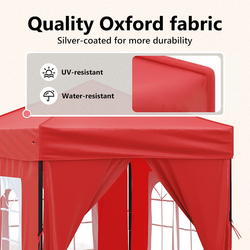 Partytent inklapbaar met zijwanden 2x2 m rood