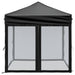Partytent inklapbaar met zijwanden 2x2 m zwart