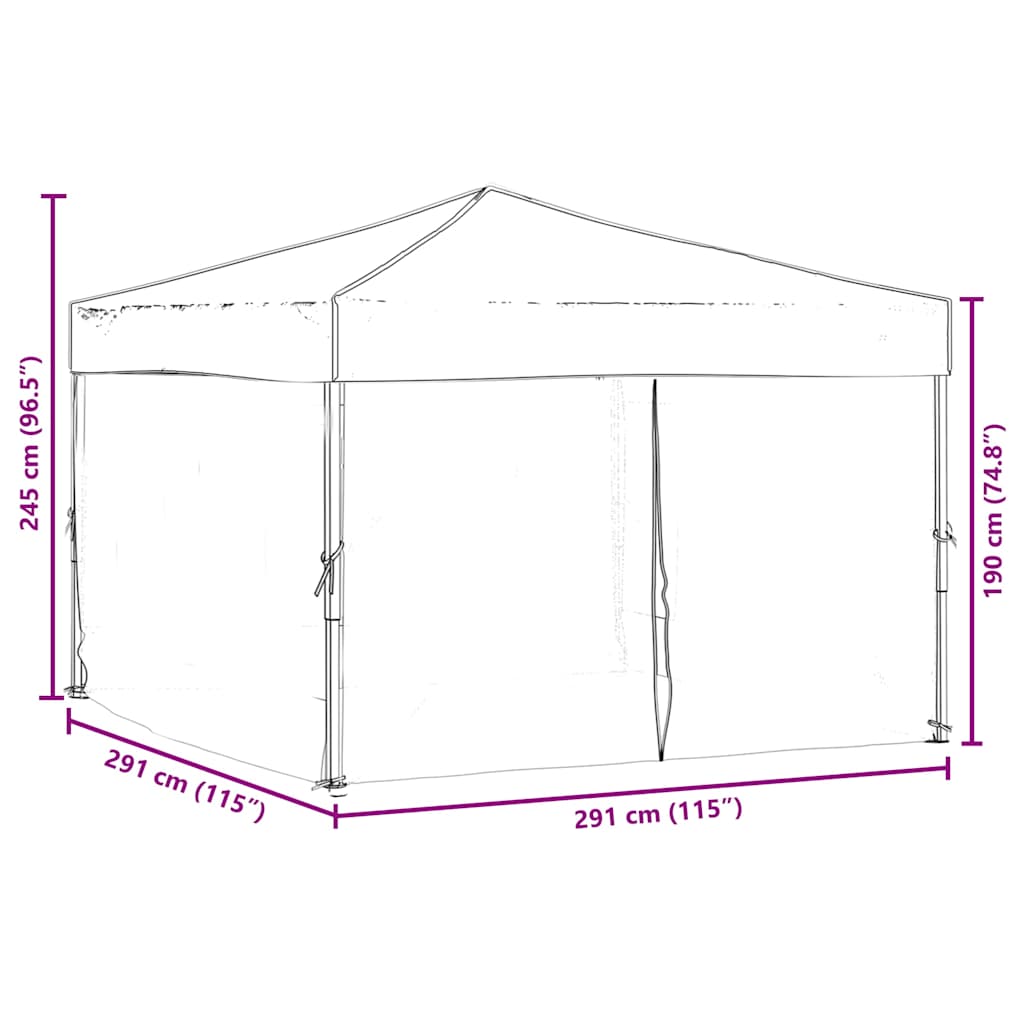 Partytent inklapbaar met zijwanden 3x3 m crèmekleurig