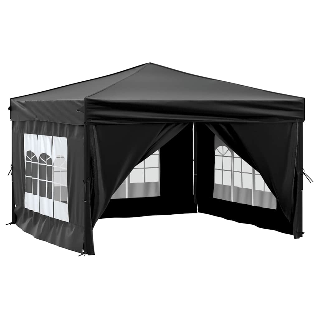 Partytent inklapbaar met zijwanden 3x3 m zwart