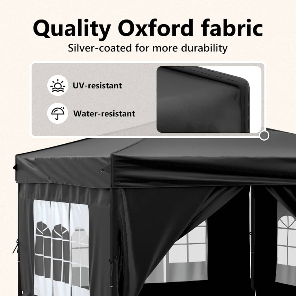Partytent inklapbaar met zijwanden 3x3 m zwart