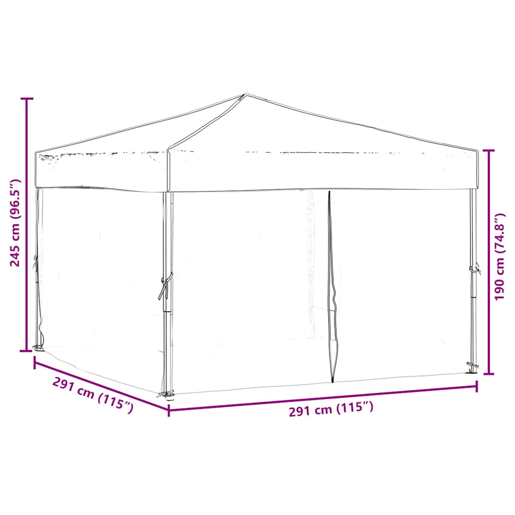 Partytent inklapbaar met zijwanden 3x3 m taupe