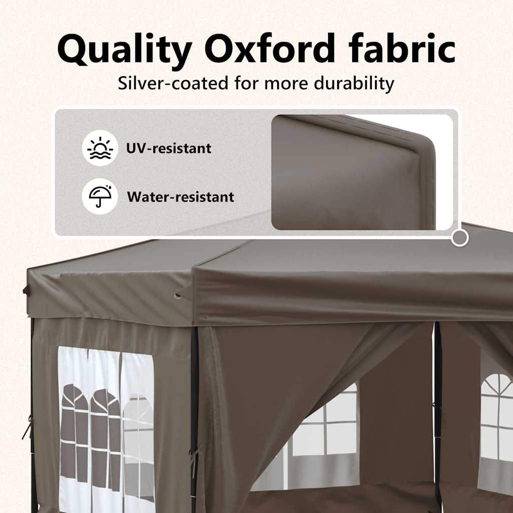 Partytent inklapbaar met zijwanden 3x3 m taupe