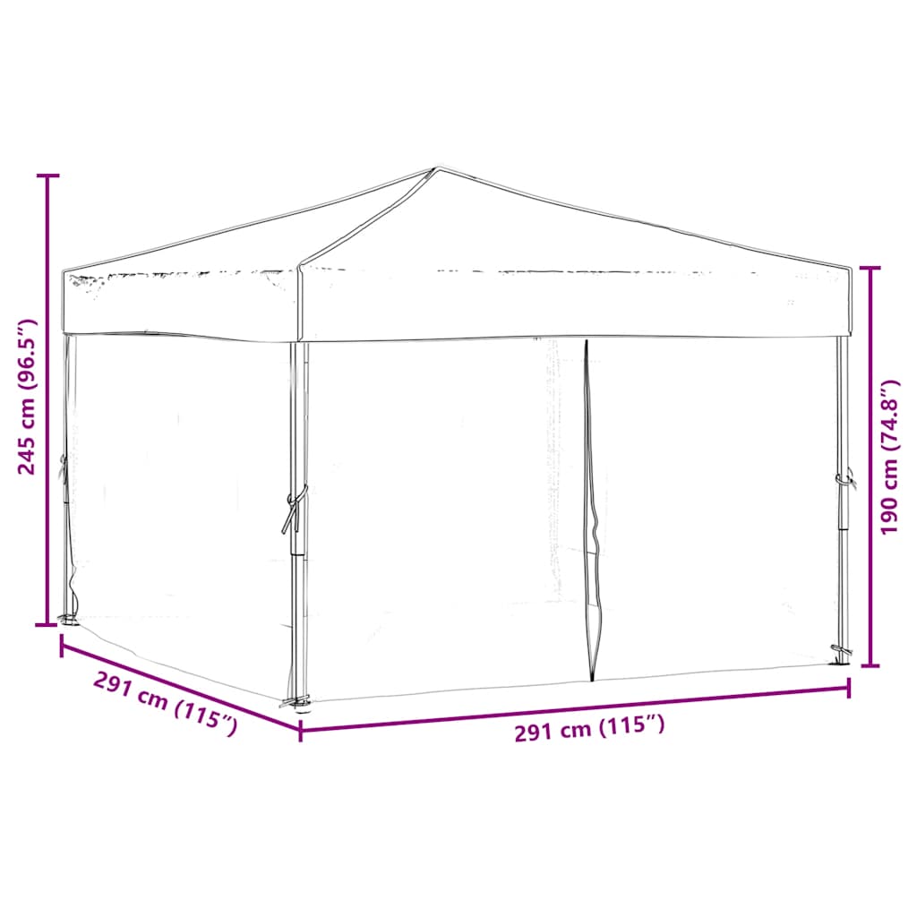 Partytent inklapbaar met zijwanden 3x3 m rood