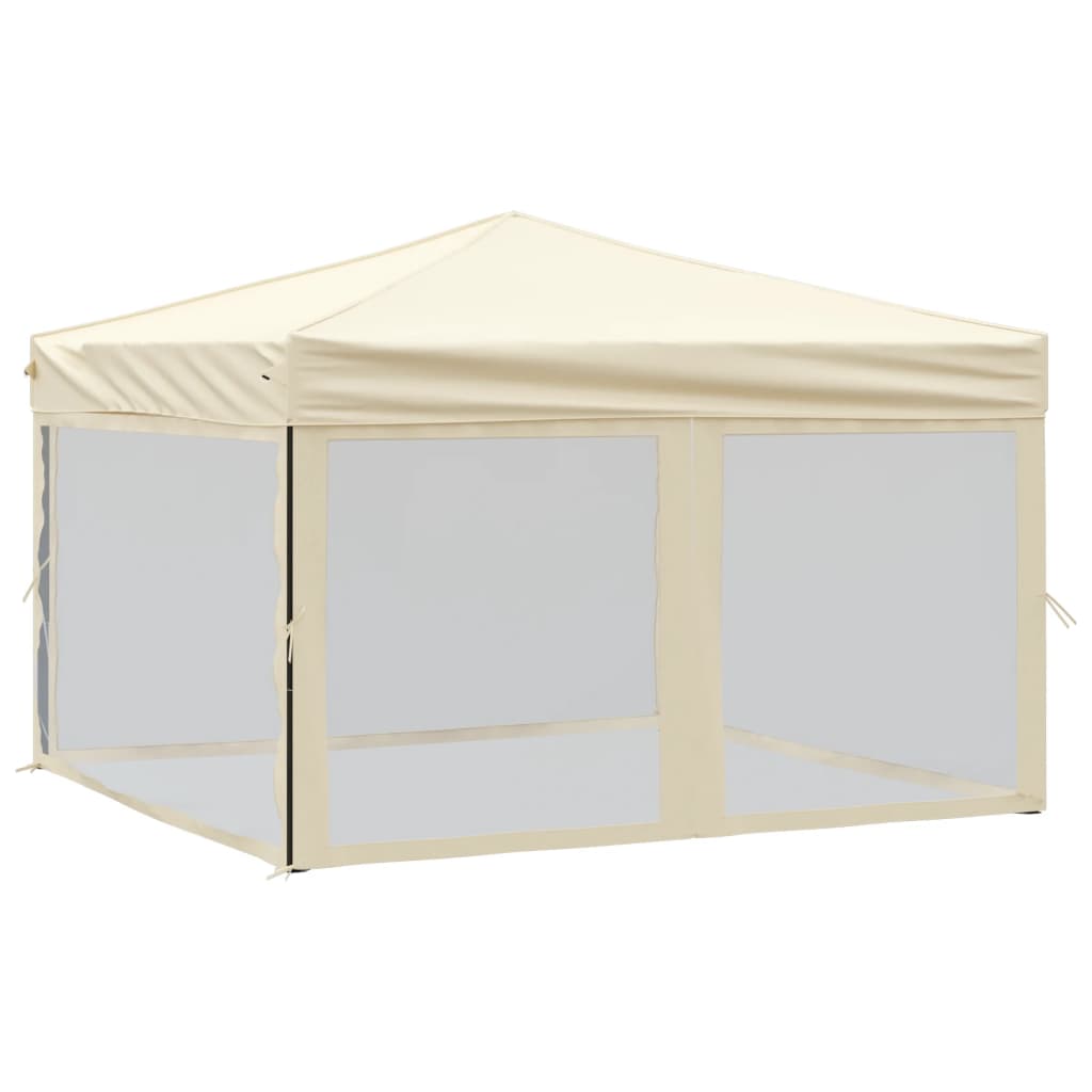Partytent inklapbaar met zijwanden 3x3 m crèmekleurig