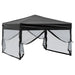 Partytent inklapbaar met zijwanden 3x3 m zwart