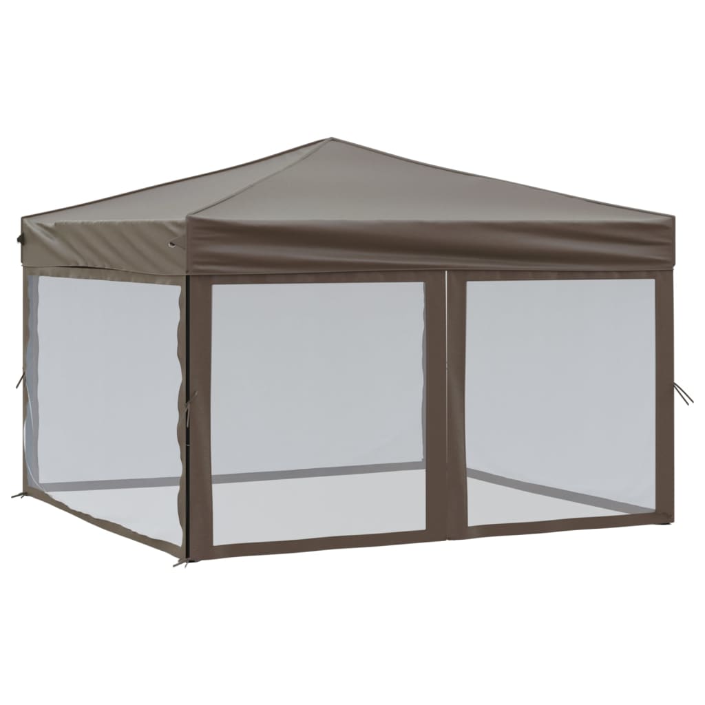 Partytent inklapbaar met zijwanden 3x3 m taupe