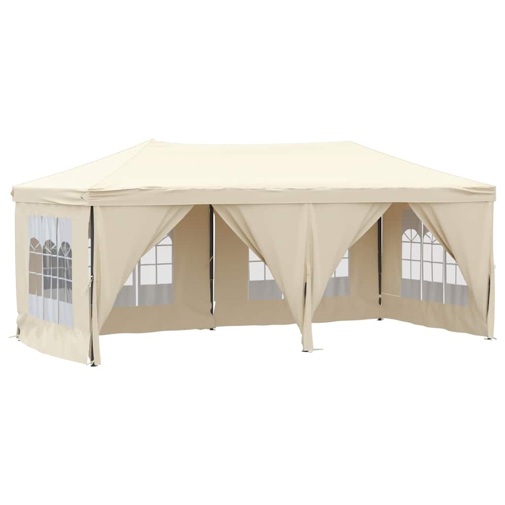 Partytent inklapbaar met zijwanden 3x6 m crèmekleurig