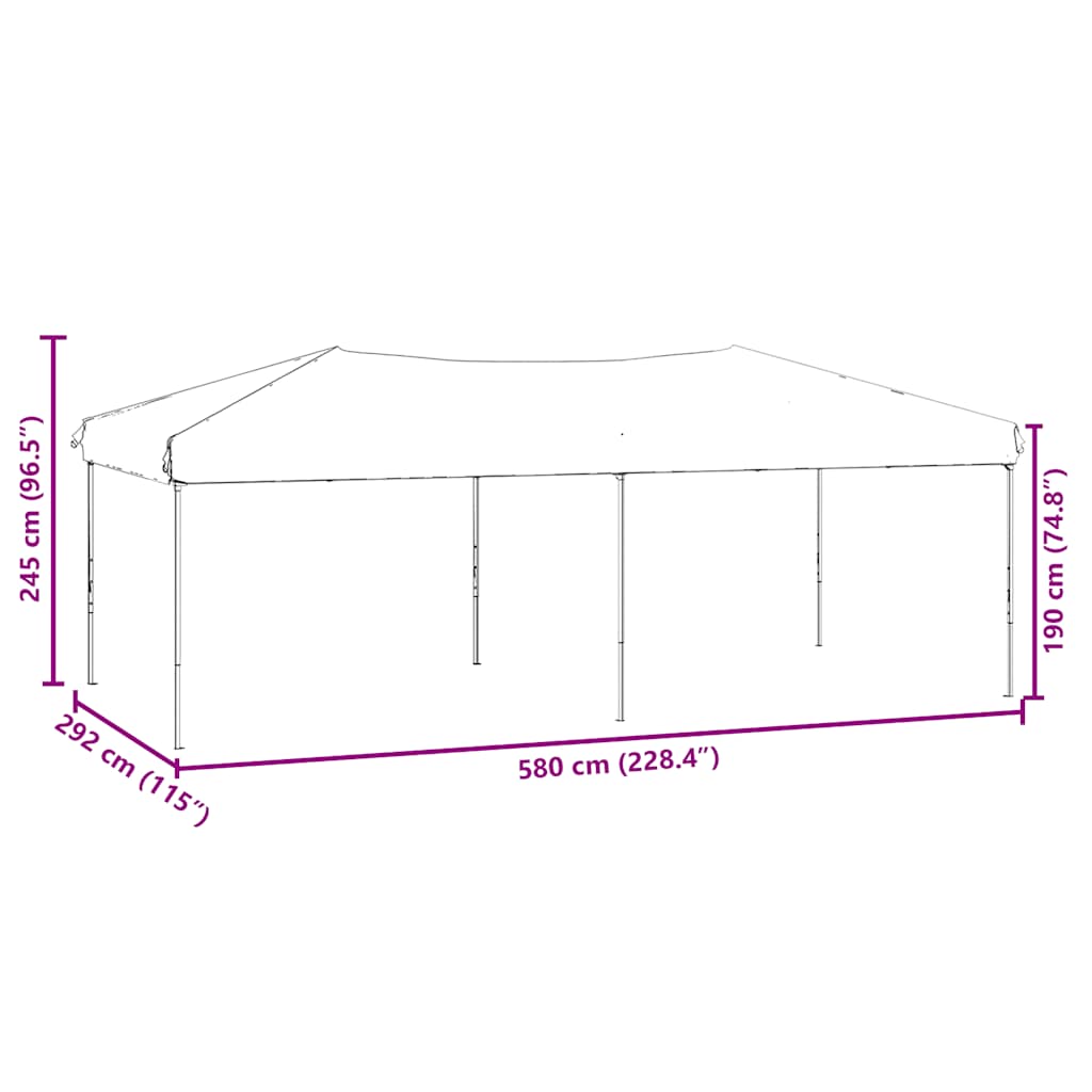 Partytent inklapbaar met zijwanden 3x6 m taupe
