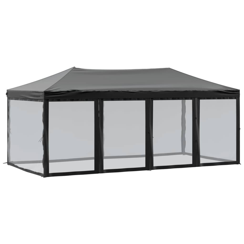 Partytent inklapbaar met zijwanden 3x6 m zwart