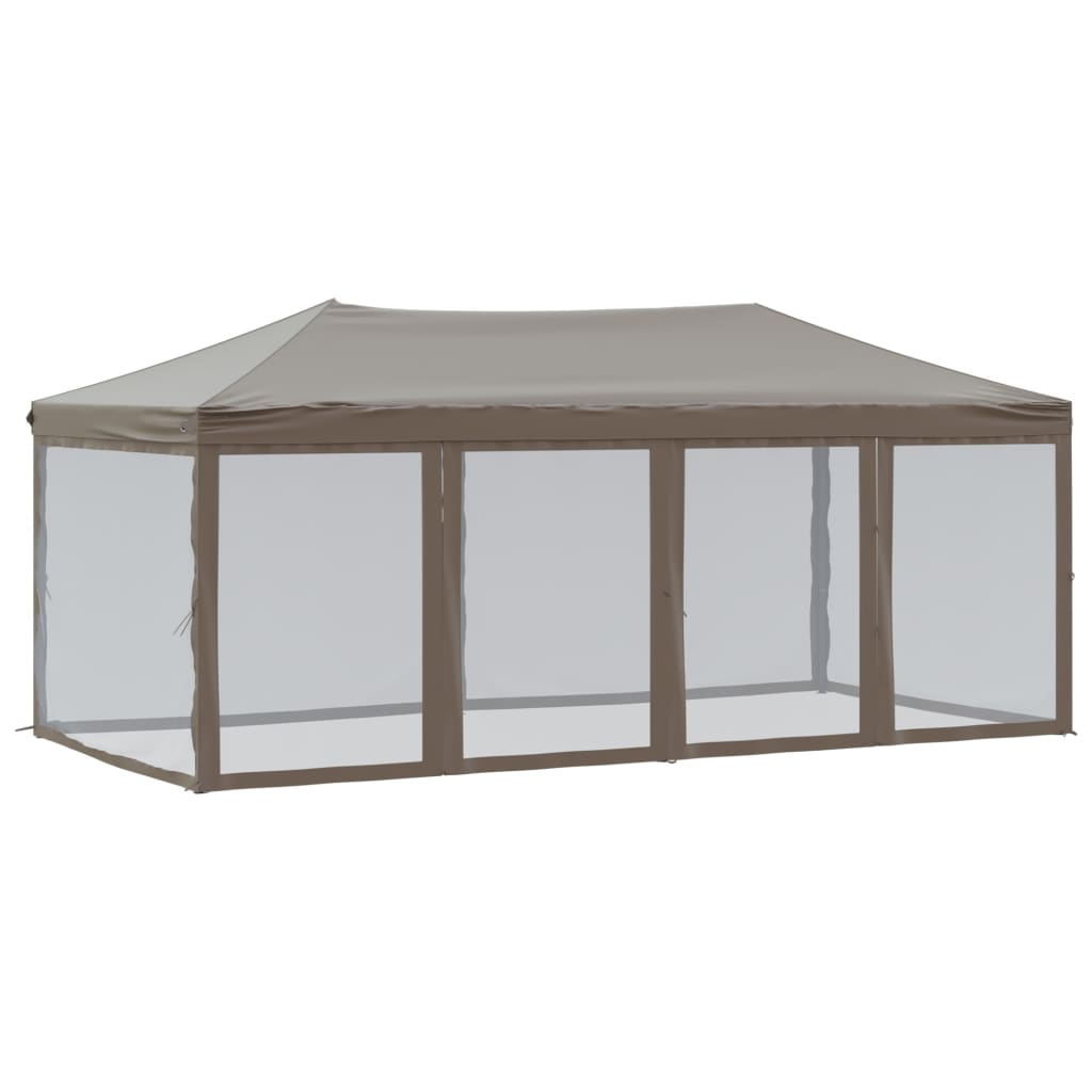 Partytent inklapbaar met zijwanden 3x6 m taupe