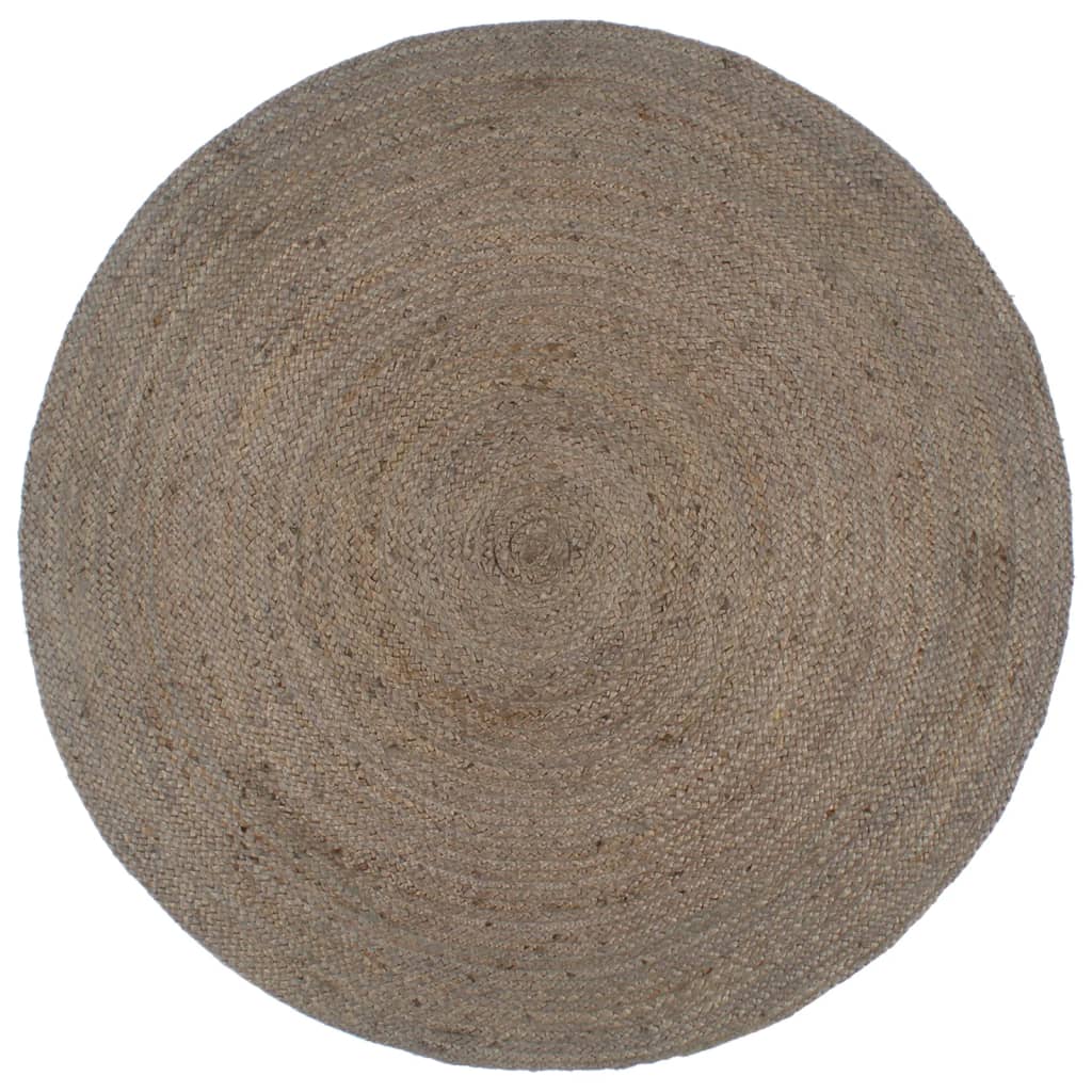 Vloerkleed handgemaakt rond 180 cm jute grijs