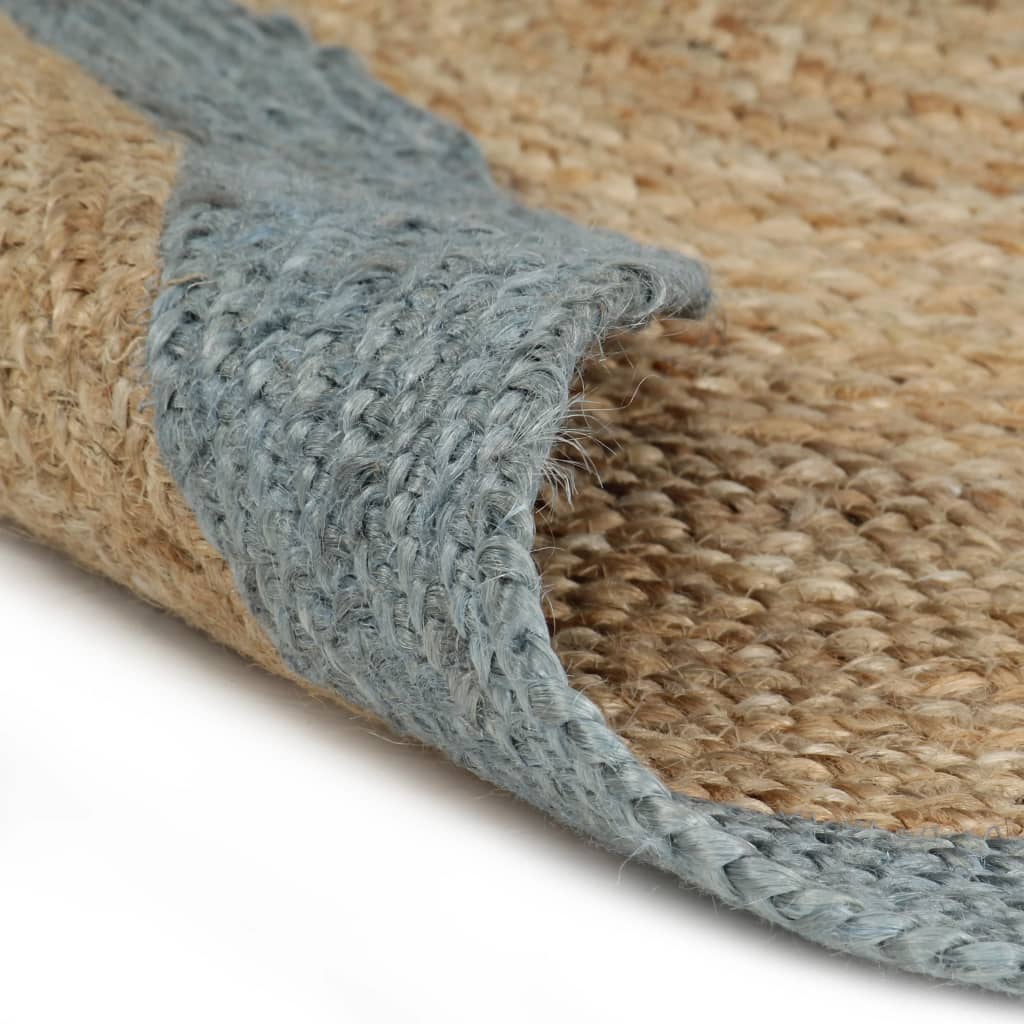 Vloerkleed handgemaakt met olijfgroene rand 210 cm jute