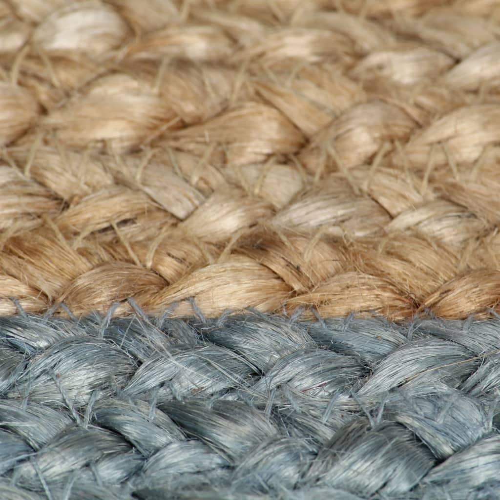 Vloerkleed handgemaakt met olijfgroene rand 210 cm jute