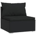 4-Delige Loungeset Met Kussens Poly Rattan Zwart 1 2x hoek + midden + voetensteun