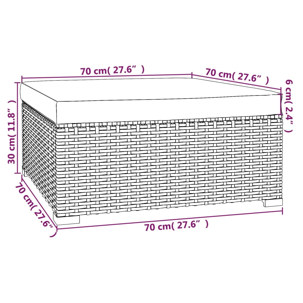 4-Delige Loungeset Met Kussens Poly Rattan Zwart 1 2x hoek + midden + voetensteun