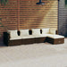 5-Delige Loungeset Met Kussens Poly Rattan Bruin 1 Bruin en crème 2x hoek + 2x midden + voetensteun