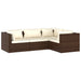 4-Delige Loungeset Met Kussens Poly Rattan Bruin 1 Bruin en crème 3x hoek + midden