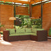 4-Delige Loungeset Met Kussens Poly Rattan Bruin 1 Bruin en groen 3x hoek + midden