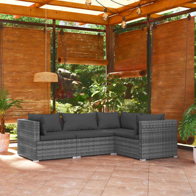 4-Delige Loungeset Met Kussens Poly Rattan Grijs 1 Grijs en antraciet 3x hoek + midden