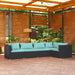 5-Delige Loungeset Met Kussens Poly Rattan Zwart 1 Zwart en waterblauw 3x hoek + 2x midden