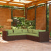 5-Delige Loungeset Met Kussens Poly Rattan Bruin 1 Bruin en groen 2x midden + 3x hoek